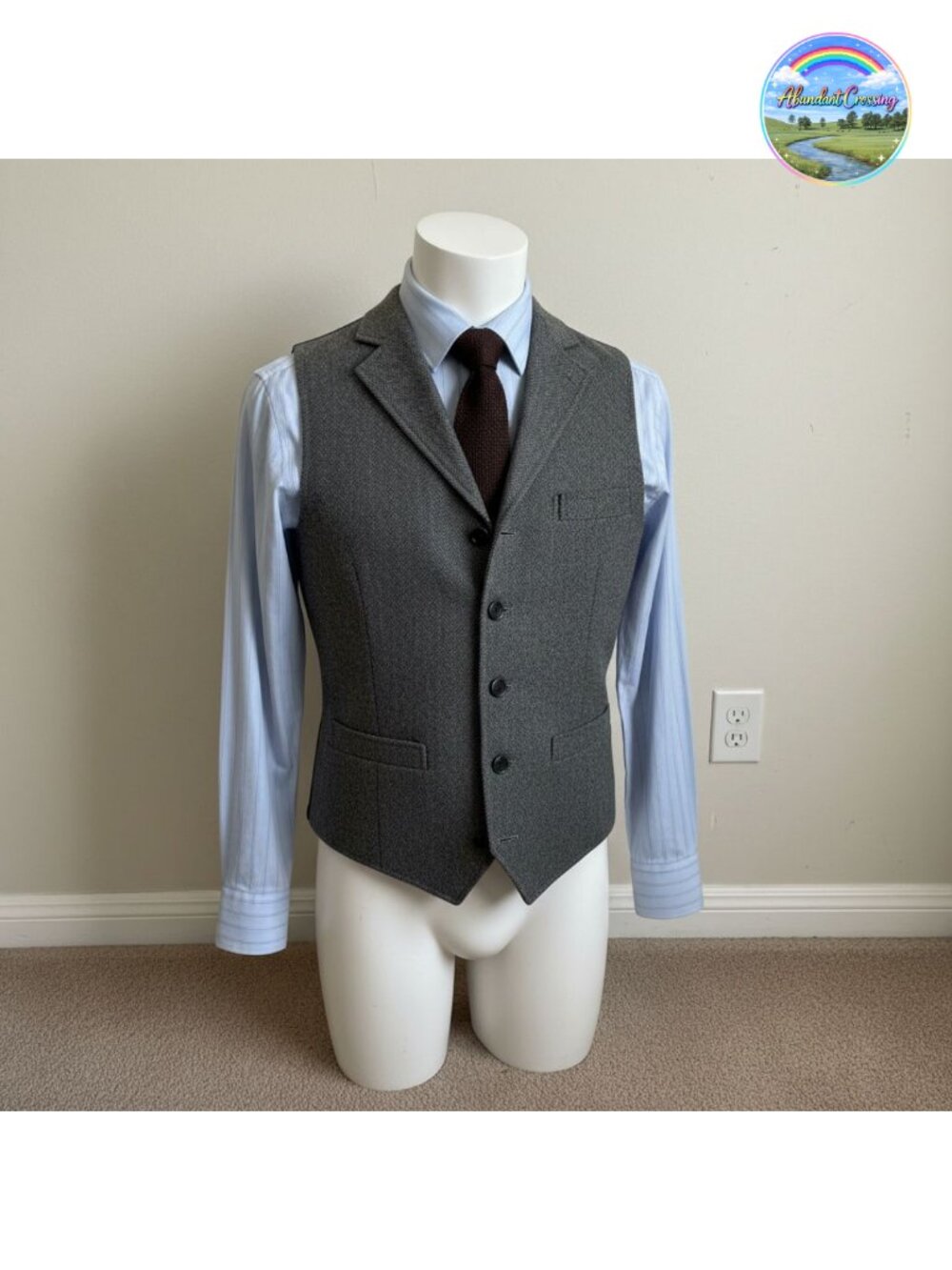 Mens Tweed Suit Vest Herringbone Wool Blend Waistcoat Groomsmen